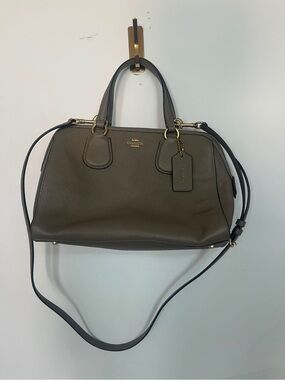 Coach Olive-Tone Leather Satchel with Removable Strap